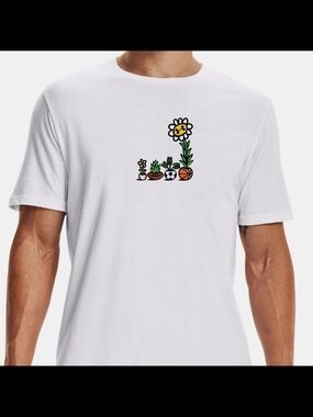 Under Armour White Short-Sleeve Tee with Playful Plant Graphic